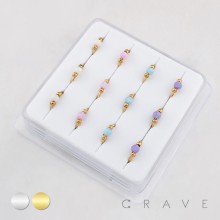OPAL BEAD NOSE HOOP PACKAGE 316L SURGICAL STEEL